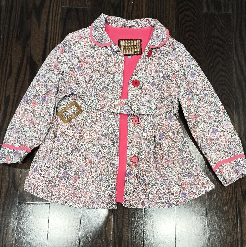 2/$35 Girls' Floral Jacket Coat with Pink Accents Size 6